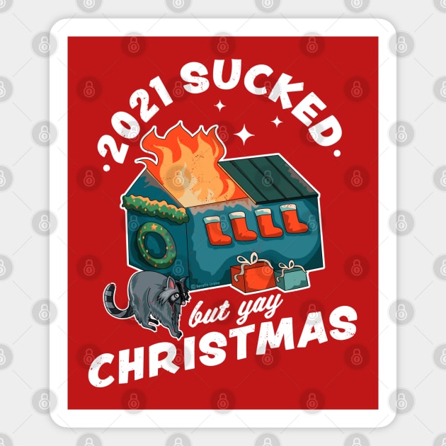 2021 Sucked but Yay Christmas Decorative Dumpster Fire Xmas Magnet by OrangeMonkeyArt